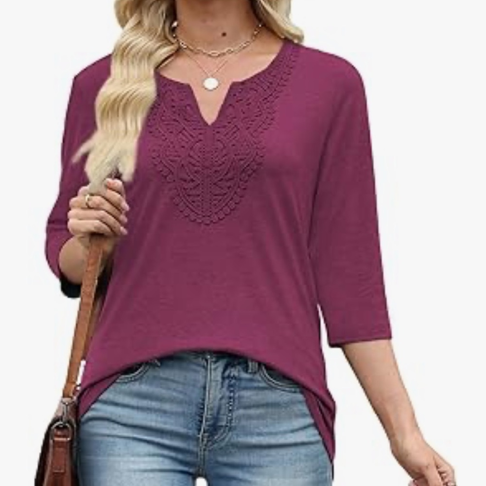 Women's Purple Lace Detail Top